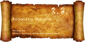 Kolonics Harald névjegykártya